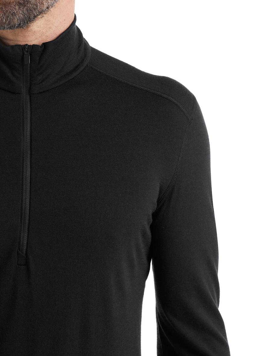 Icebreaker Merino 200 Oasis Long Sleeve Half Zip Thermal Top Férfi Base Layers Fekete | HU 1361UZGT